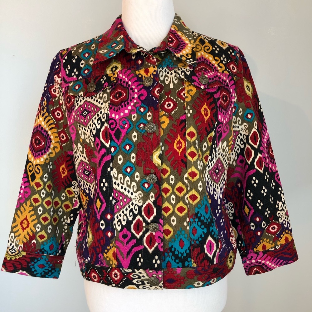Ruby Rd. Multi Colored Colorful Jean Jacket, Size… - image 3